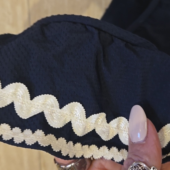 NWT J. Crew Navy White Rick Rack Trim Flounce Bikini Top - Picture 4 of 9